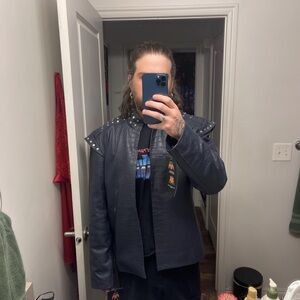 Geralt of Rivia Witcher season 4 blue leather studded jacket